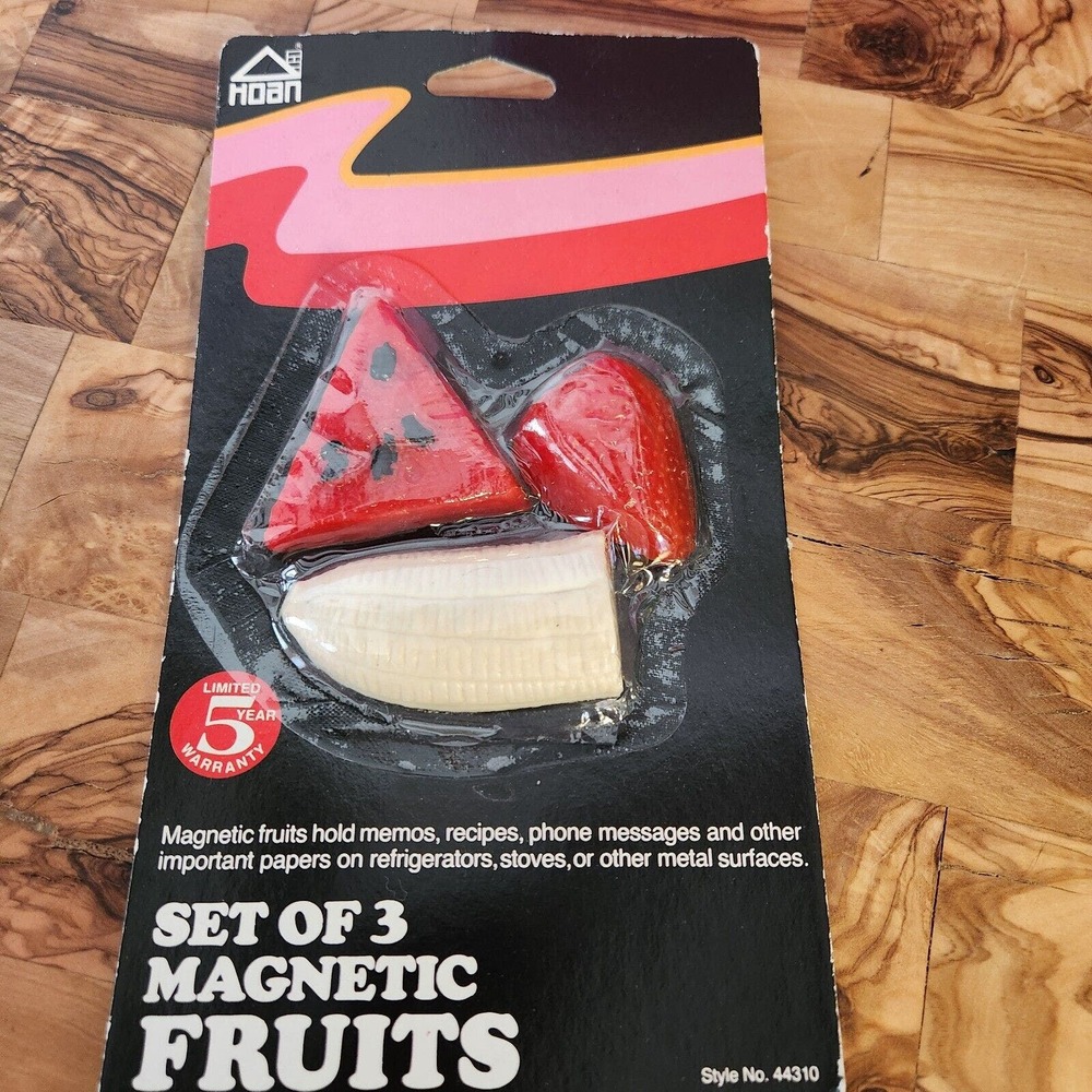 Hoan Magnetic Fruits Set Of 3 Vintage 1988 New Sealed Package